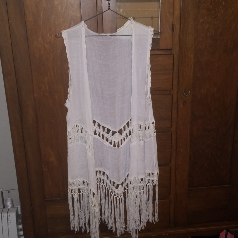 White crochet vest